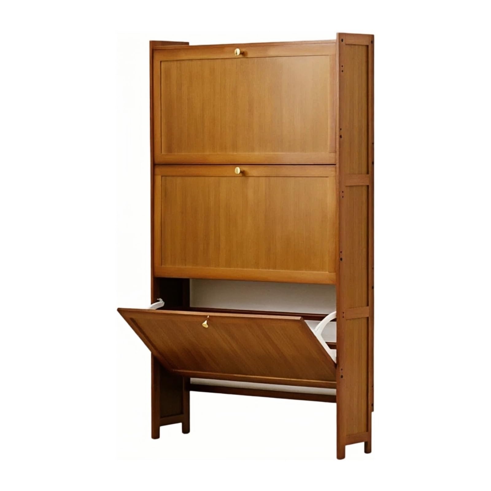 Cenz-888 Shoe Rack Free Standing Slim Shoe Cabinet Household Entryway Entrance Indoor Shoe Rack Shelf Entryway Shoe Shelf(Bruin,Small)