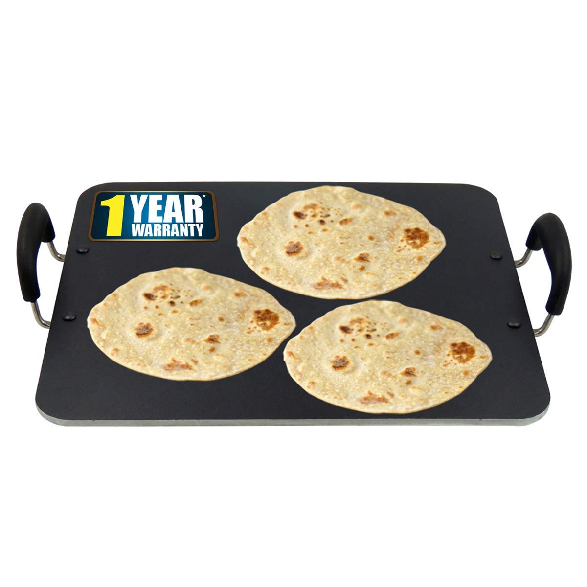 Tawa rectangulaire en aluminium de 37,5x32,5 cm pour pain indien traditionnel