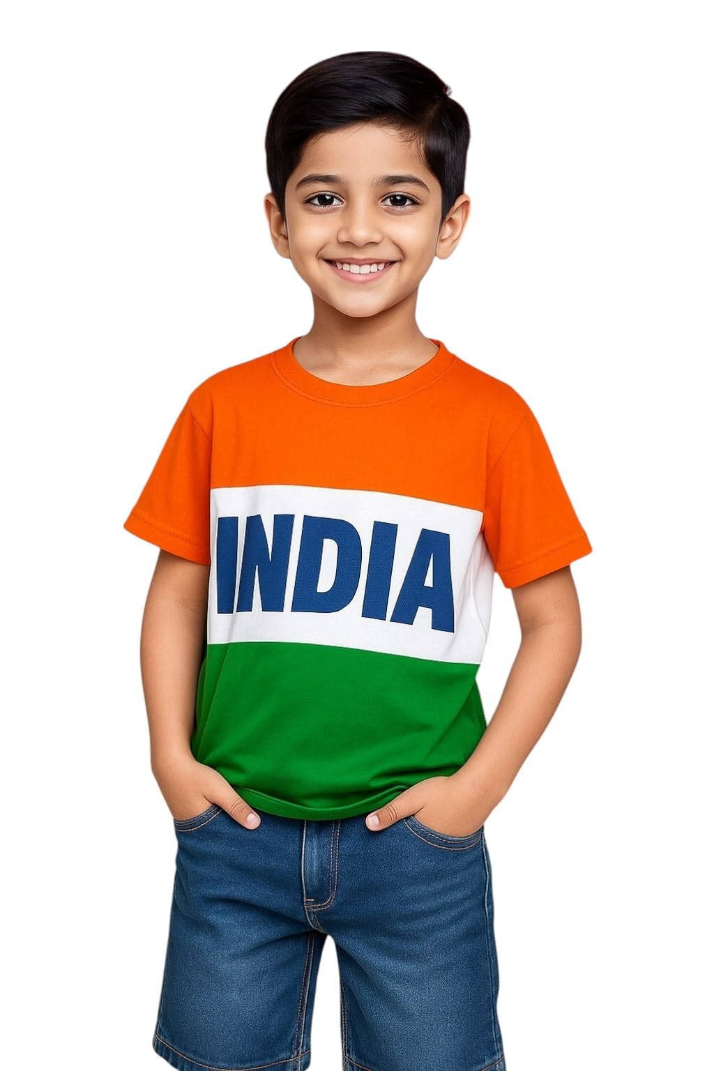 RUYAM Kids Solid Flag Tshirt for Boys and Girls. White-image-4