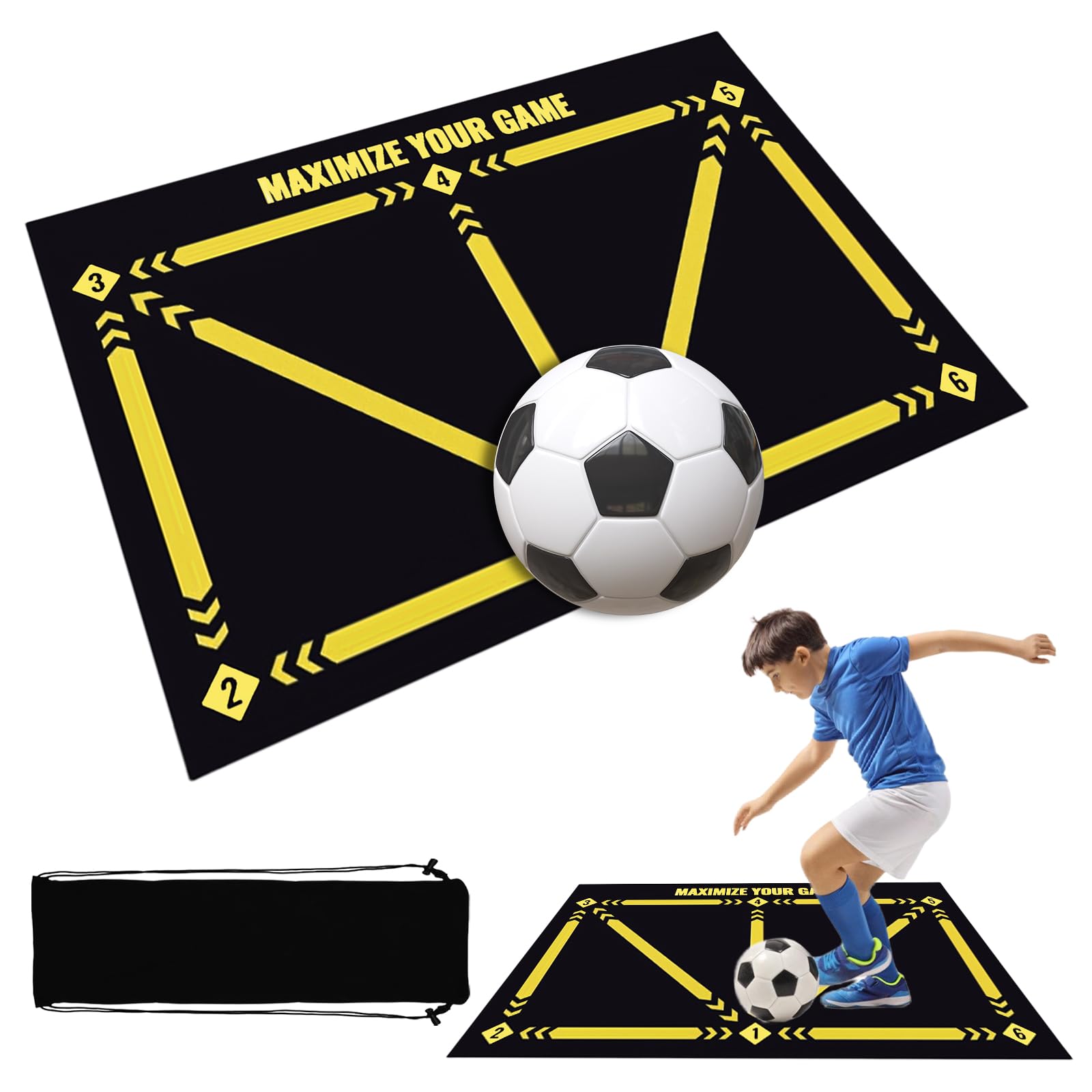 Fußball Trainingsmatte Für Ballkontrolle – 60x90 Cm, Stoßdämpfend, Mit Band, Für Dribbling & Beinarbeit