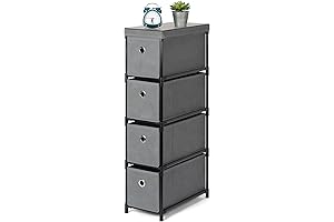 SEHERTIWY Slim 4 Drawer Narrow Fabric Dresser, Vertical Storage Chest with Drawers