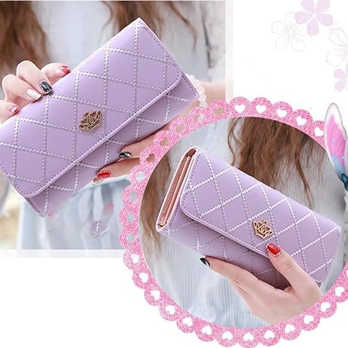 Miniatura 6 de Cartera para mujer, con bloqueo RFID, de gran capacidad, triple pliegue, cartera de cuero larga, organizador de múltiples tarjetas, organizador de