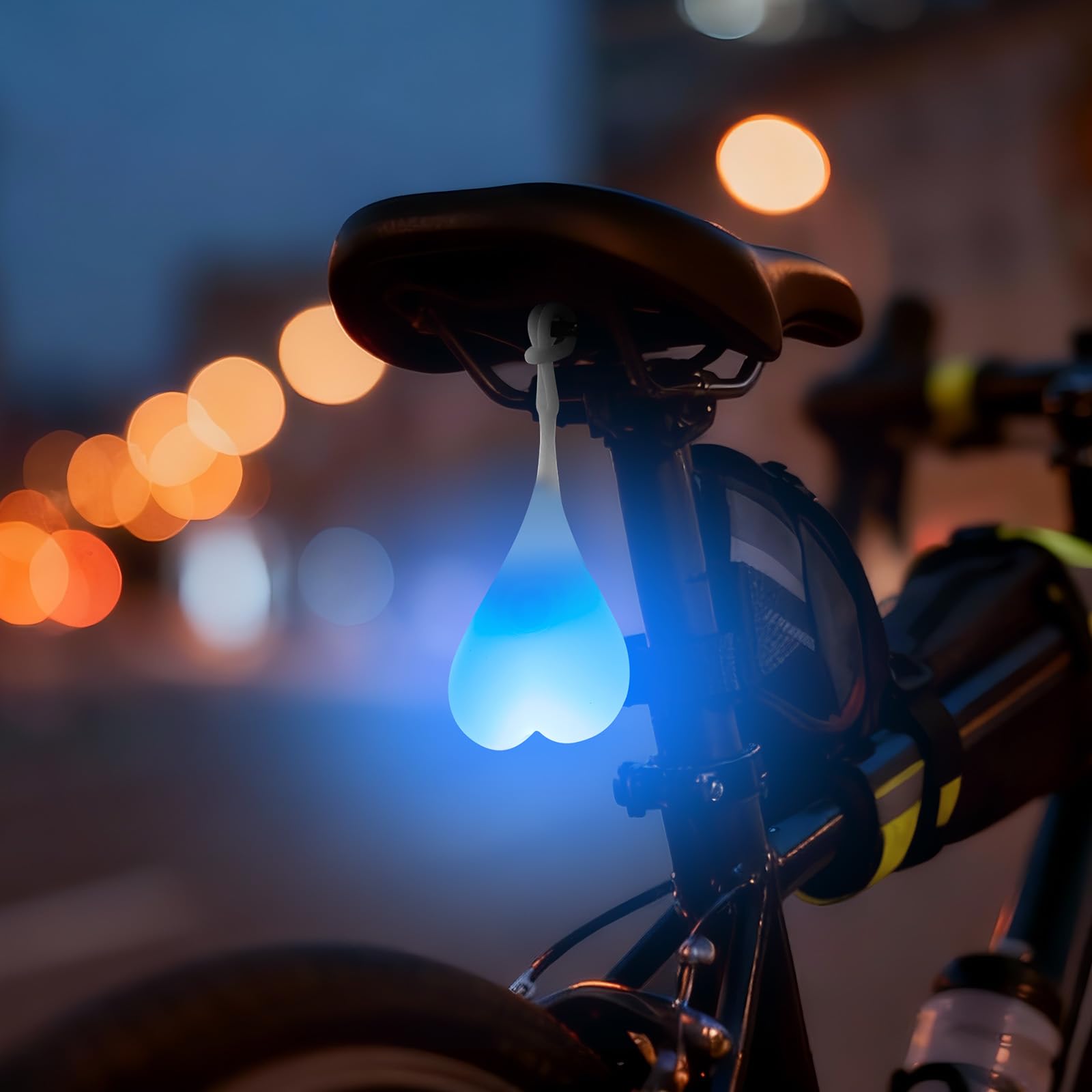 Feux arrière de Boule de vélo, Riloer Feux arrière pour VTT, Éclairage décoratif pour Jardins lumières d'avertissement de Coeur de vélo, Lampe d'oeuf LED Essentielle de Nuit, imperméable，Bleu