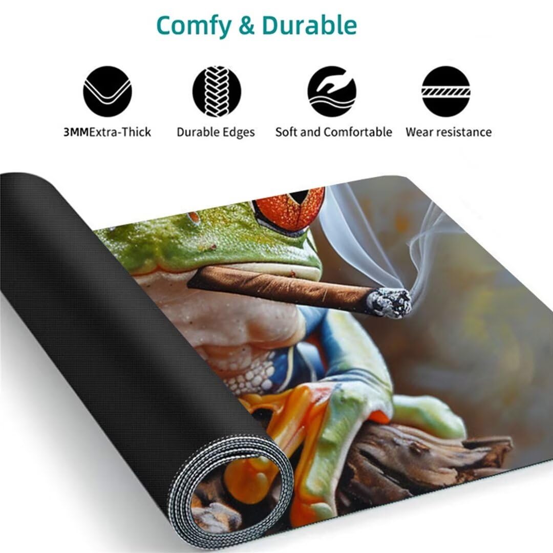 Podkładka pod mysz XXL 1200 x 600 x 3 mm, zielona podkładka pod mysz, żaba antypoślizgowa wodoodporna podkładka pod mysz dla graczy, podkładka pod mysz z przeszytymi krawędziami, akcesoria biurowe ZH