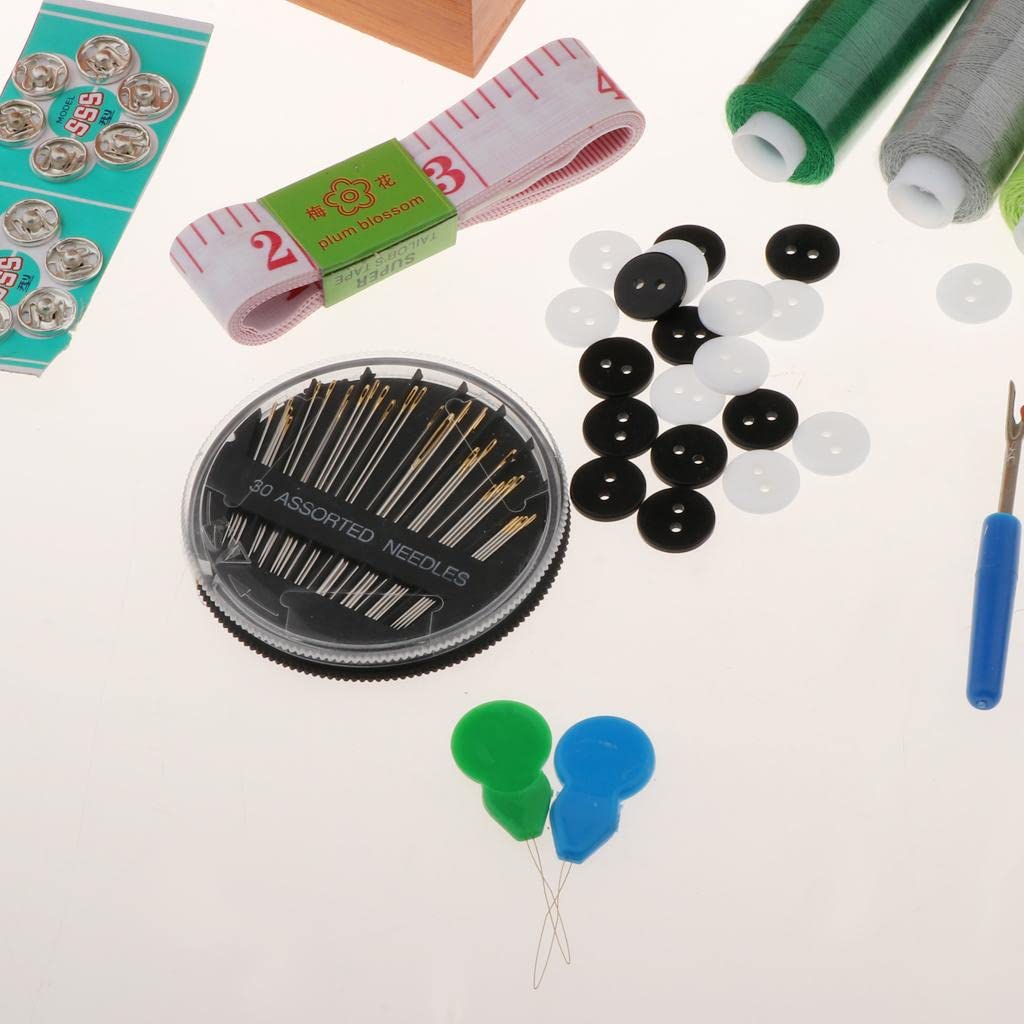 Luzhengyang Juego de costura de madera, portátil, retro, juego de costura, organizador para viajes a casa