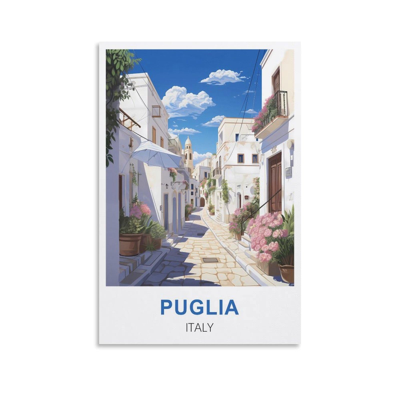 Fuudang Unframe-Style Puglia Italy Vintage Travel Poster 20X30inch(50X75cm) Canvas Art Poster And Wall Art Picture Print Modern Family Bedroom Decor Posters