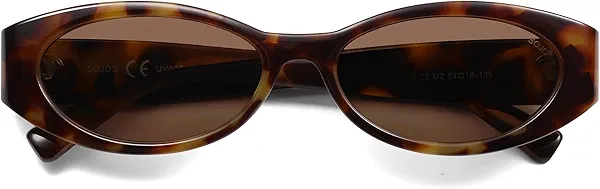 SOJOS Trendy Oval Polarized Sunglasses Womens Retro Narrow Chic Thin Y2k Sunnies SJ2364 Brown Tortoise/Brown