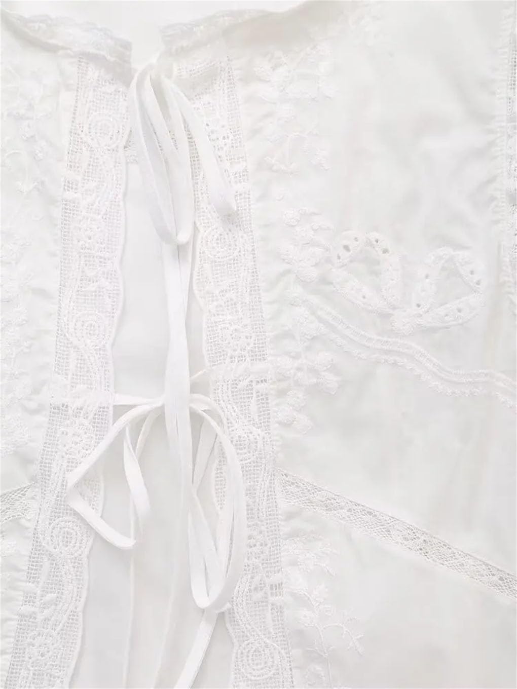Women's Bow Decorated Loose Sleeveless Embroidered Vest
