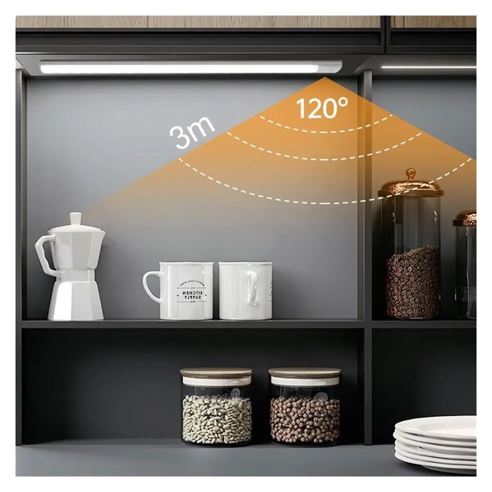 Luci For Armadietti Con Sensore Di Movimento LED Wireless USB Sotto La Luce Notturna Ultra Sottile For Da Cucina, Camera Letto, Guardaroba, Illuminazione Interna Sensore Di Movimento(Silvery 50CM)