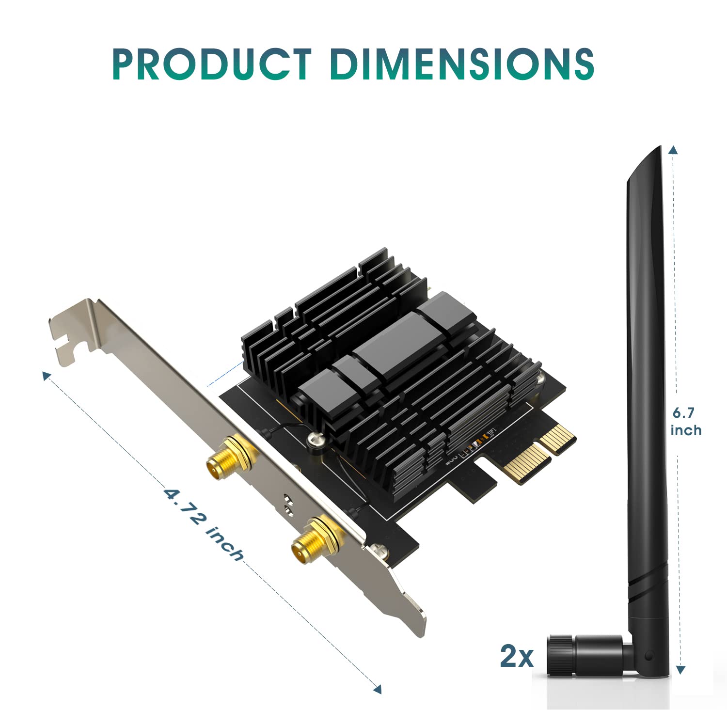 /G EP-9636GS Dual Band Wifi6 Wireless Desktop PCIE Scheda di Rete AX200 802.11ax 2.4G / 5Ghz Adattatore PCI Express 5.1 Gigabit Bluetooth - Nero