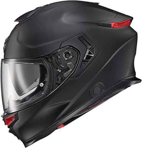 ScorpionEXO Eclipse - Casco integral de motocicleta con visera Pinlock Ready y bolsillos para altavoz listos para Bluetooth, serie Apex, sólido