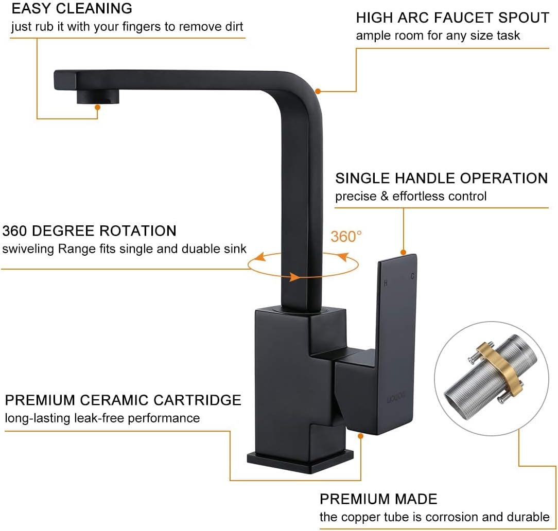 WOWOW Pot Filler Faucet Matte Black and Bar Faucet