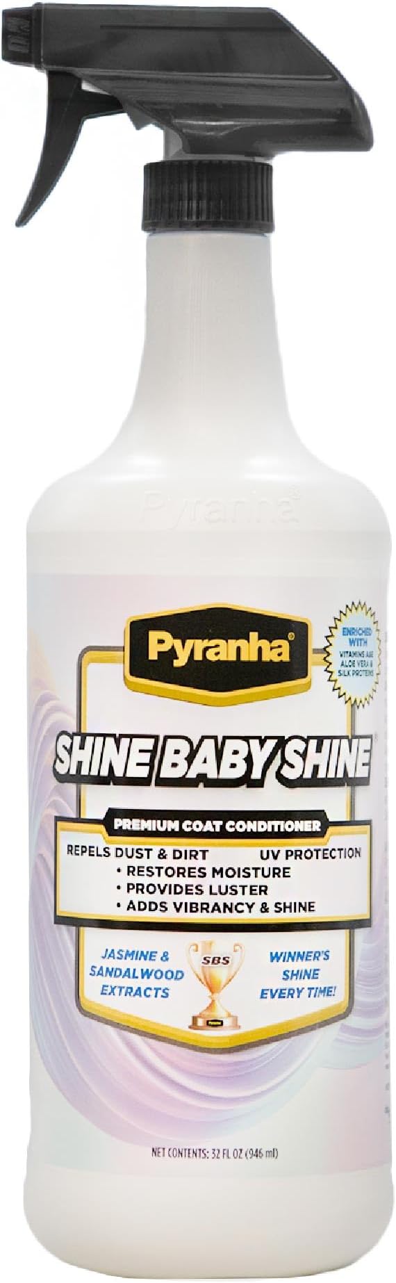 Shine Baby Shine Horse Coat Conditioner Spray โ Water-Based Leave-in Formula for Show Ring Shine, Dust Repellent, No Residue, Quart