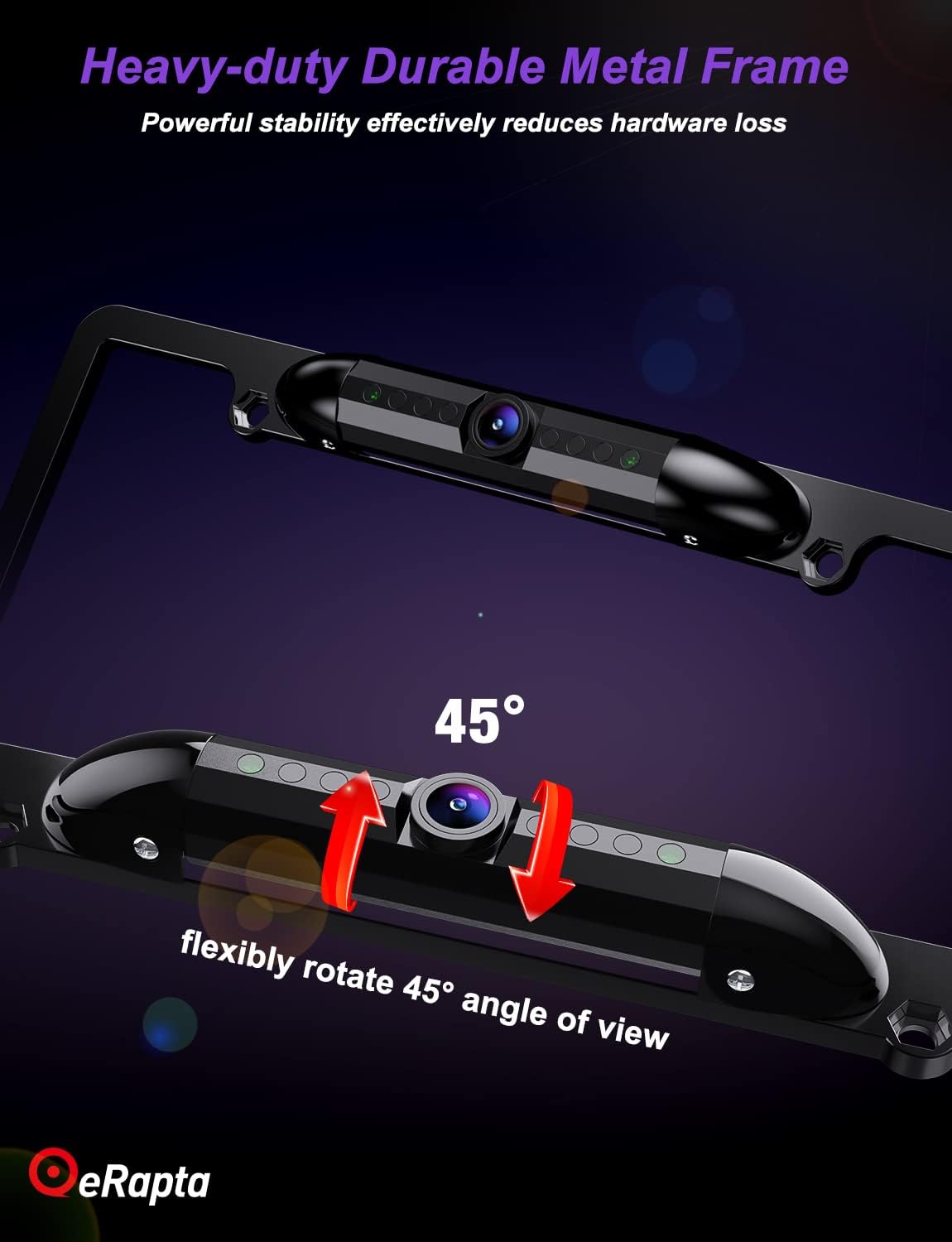 Free Shipping 🛒 eRapta Backup Camera for Car, 1080P Back UP Camera License Plate Frame with 5 Inch Monitor Wired Rear View Camera for Truck SUV Pickup 170° Angle Reverse Camera IR Night Vision IP69 Waterproof, EM43