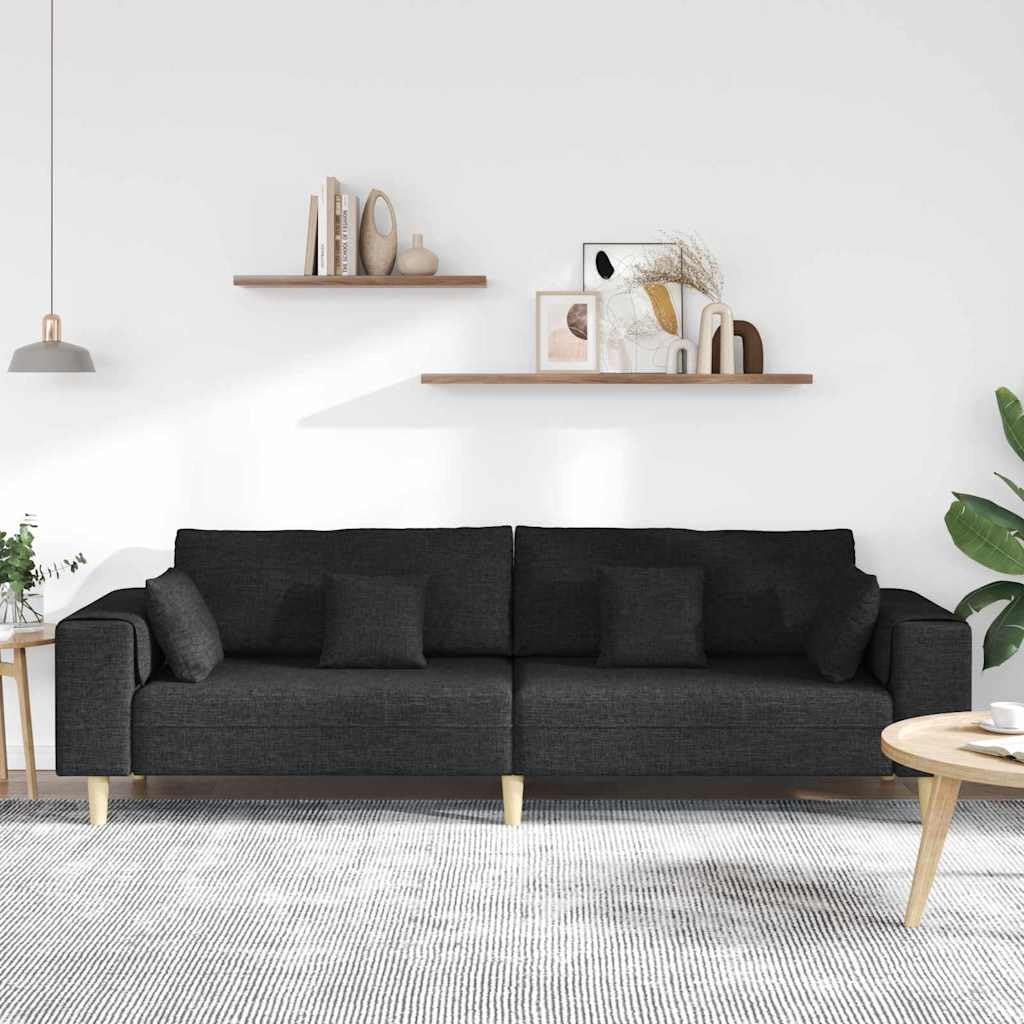 Sofa z poduszką czarna 250 x 77 x 76 cm tkanina