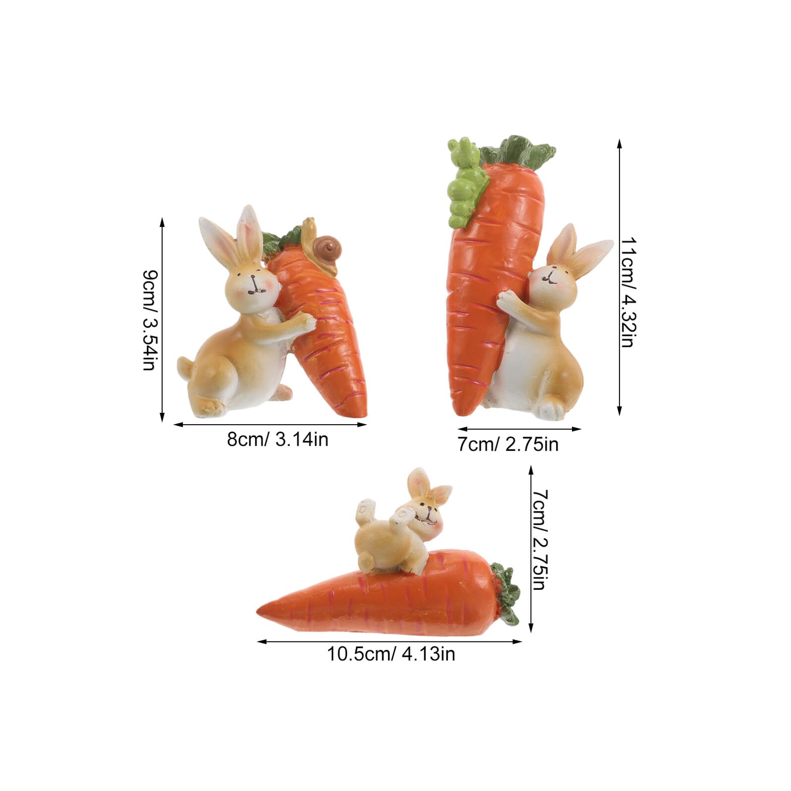 SOIMISS Set 3 Statuine Pasquali in Resina a Forma di Coniglietto con Carota, Decorazioni Primaverili Compatte per Mensola e Centrotavola, Ornamenti Resistenti per Casa e Festa di Pasqua