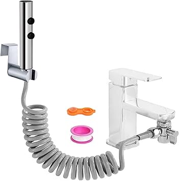 Portable Bidet Shower Kit - Stainless Steel Bathroom Hand Sprayers, Shower with 2 Way Diverter, 150 cm Flexible Hose and Holder