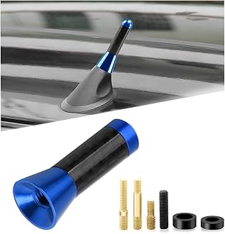 Gasedin Car Short Antenna, 1.37" Carbon Fiber Antennas Replacement with Aluminum Screw, AM/FM Radio Reception Antenna for Most Cars, SUVs and Trucks, Universal Accessories (Blue)