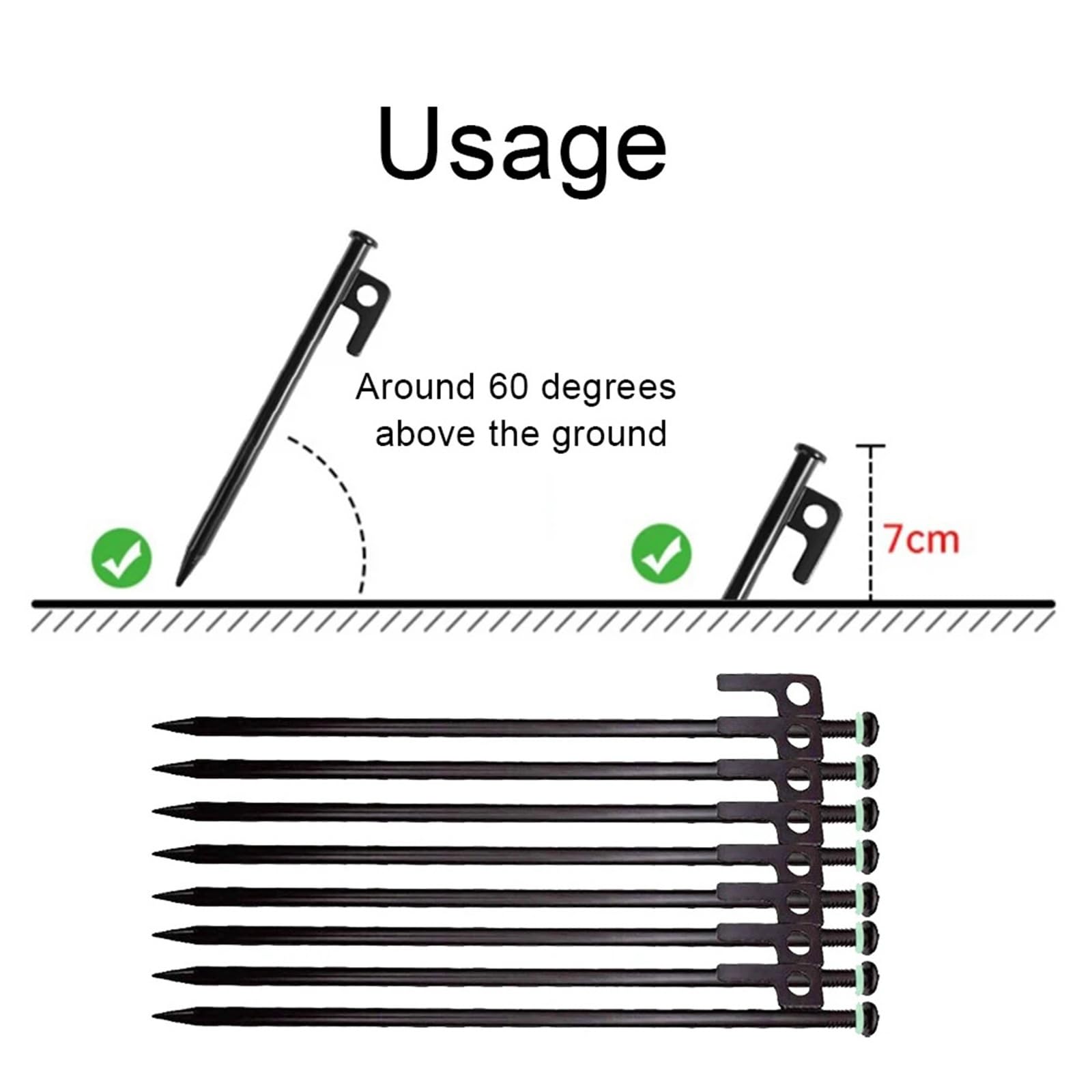Piquetas Camping 4/8Pcs Tent Stakes Forged Steel Pegs Ground 30cm Camping Spikes with Storage Bag for Outdoor(8PCS)