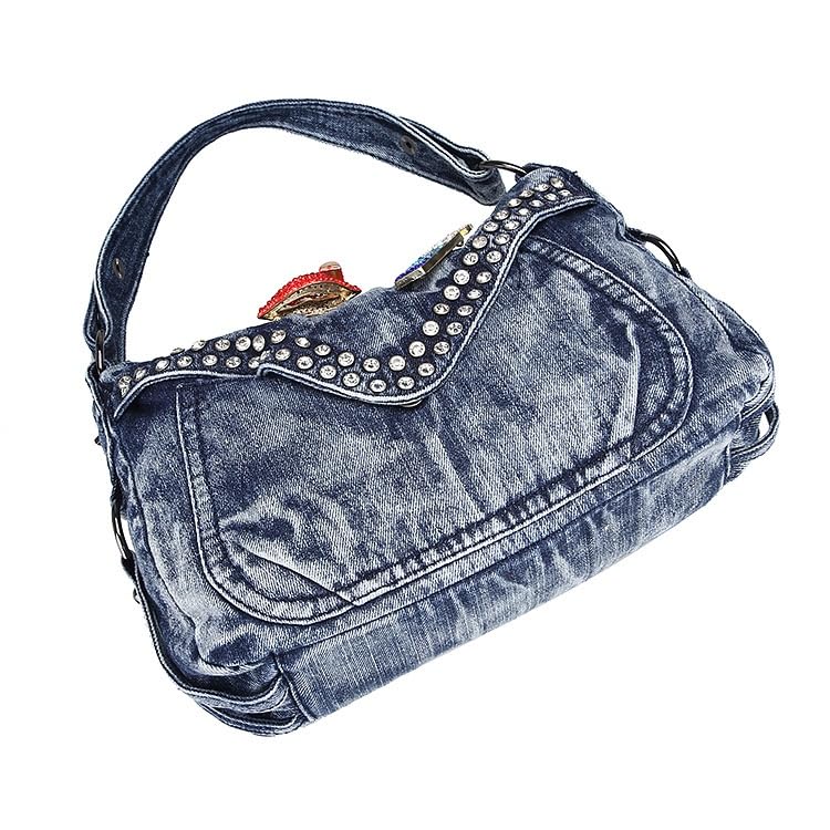 Washed Denim Purse for Women Shoulder Bag Jeans Crossbody Messenger Bag Handbag Vintage Style Bag2