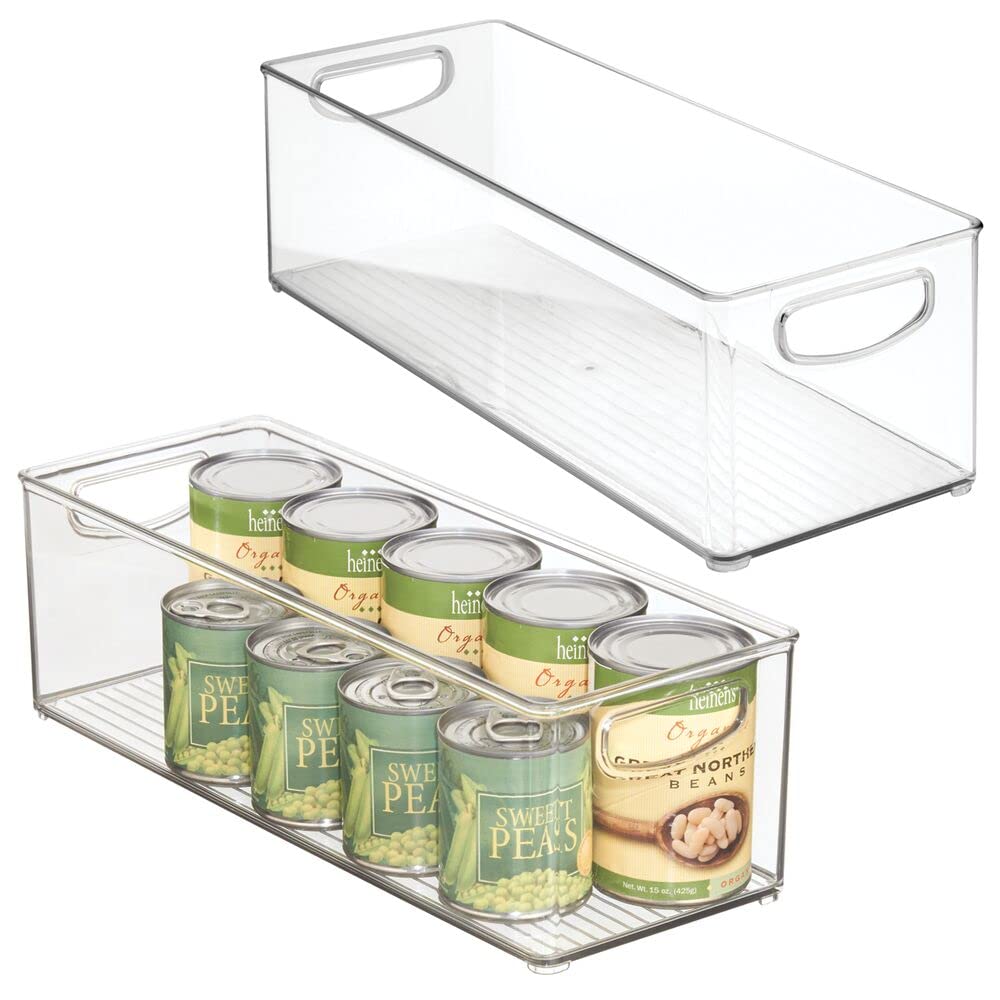 mDesign 2er-Set Aufbewahrungsbox mit Griffen – praktische Kühlschrankbox zur Lebensmittelaufbewahrung – Ablage aus BPA-freiem Kunststoff für den Küchen- oder Kühlschrank – durchsichtig