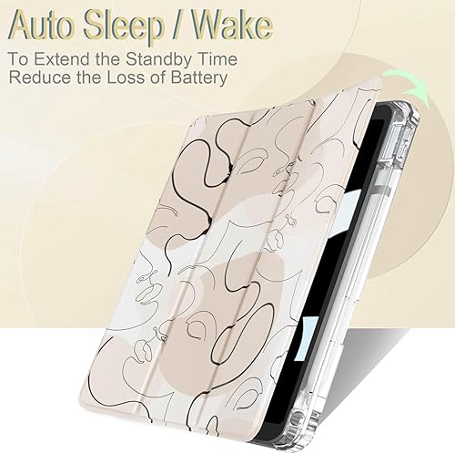 Miniatura 4 de Feams Funda para iPad de 9 generación de 10.2 pulgadas, funda triple para iPad 10.2, cubierta trasera transparente transparente con soporte para