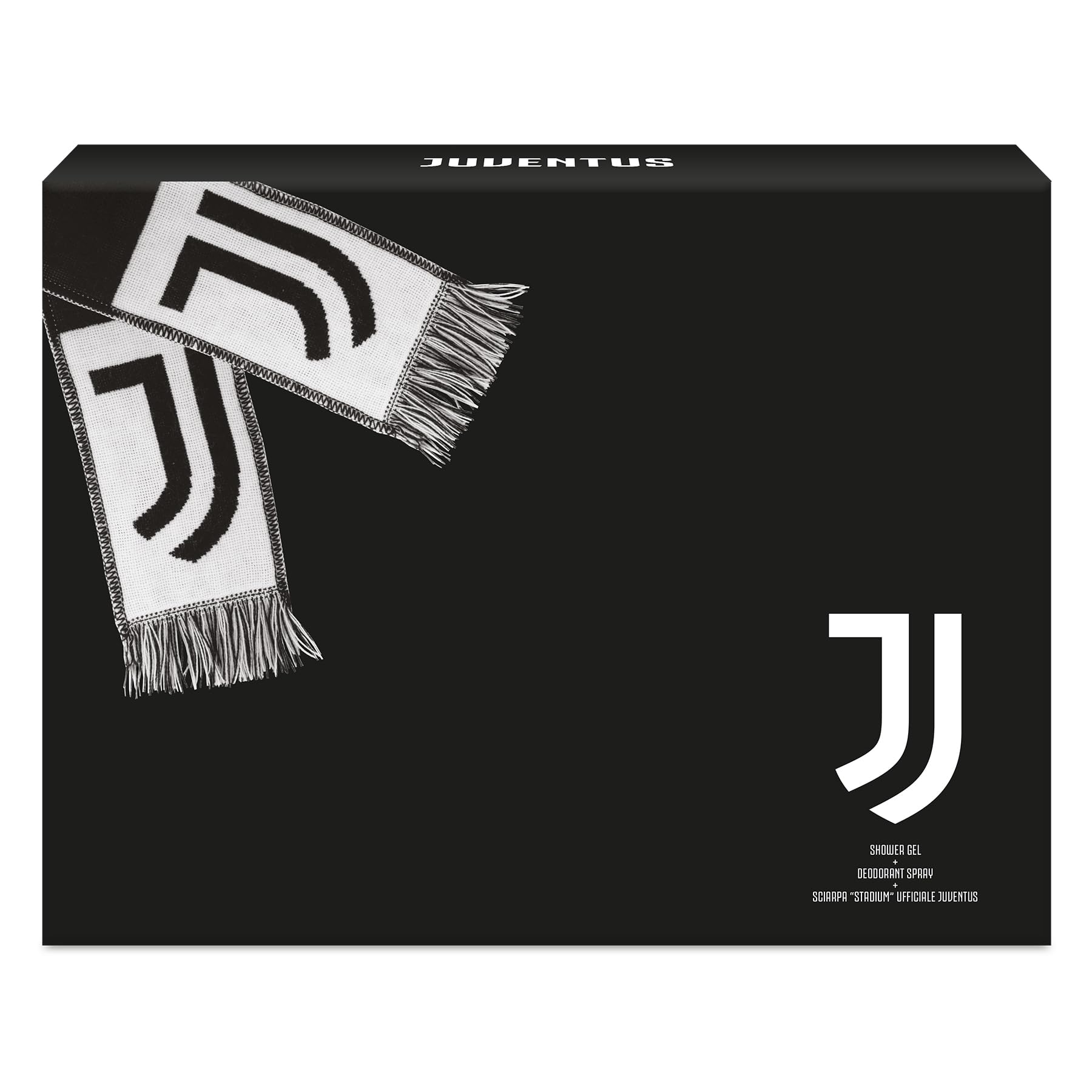 JUVENTUS | Confezione Regalo Uomo, Deodorante 150 ml + Docciaschiuma 200 ml + Sciarpa