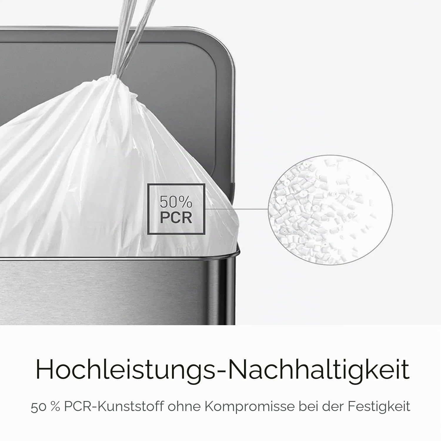 simplehuman Code N, 45-50 Liter / 12-13 Gallon, Whit Custom Fit Drawstring Trash Bags, 100 Liners, White