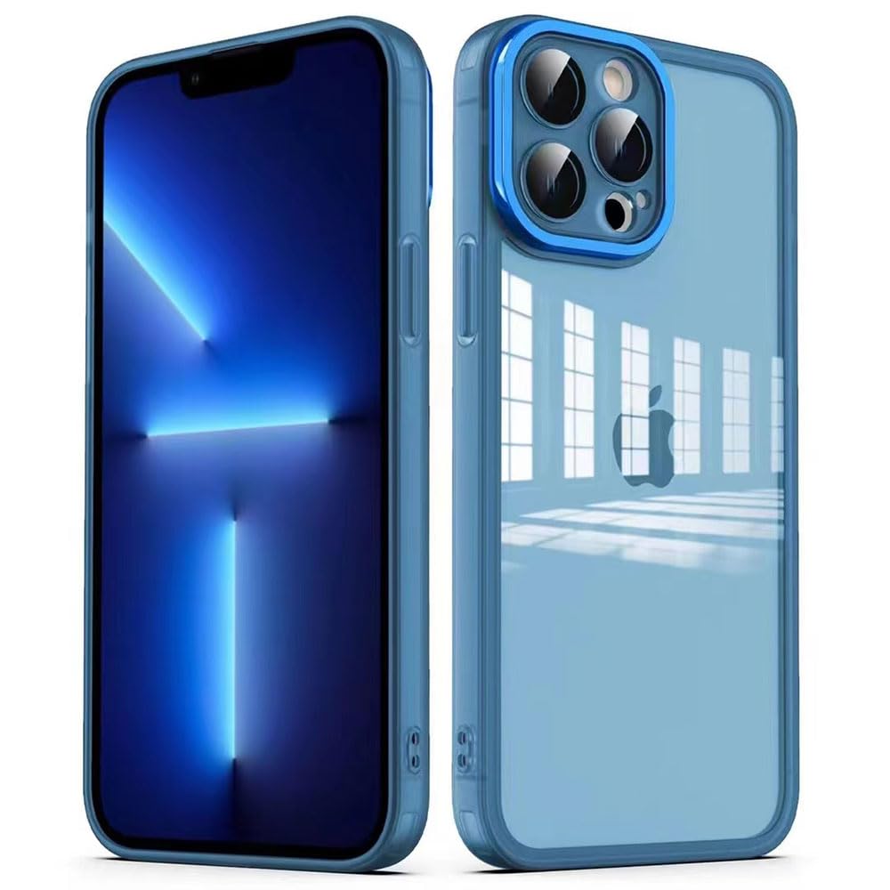 Zore Apple ile uyumlu iPhone 13 Pro Kılıf Kamera Korumalı Transparan Zore Post Kapak Mavi