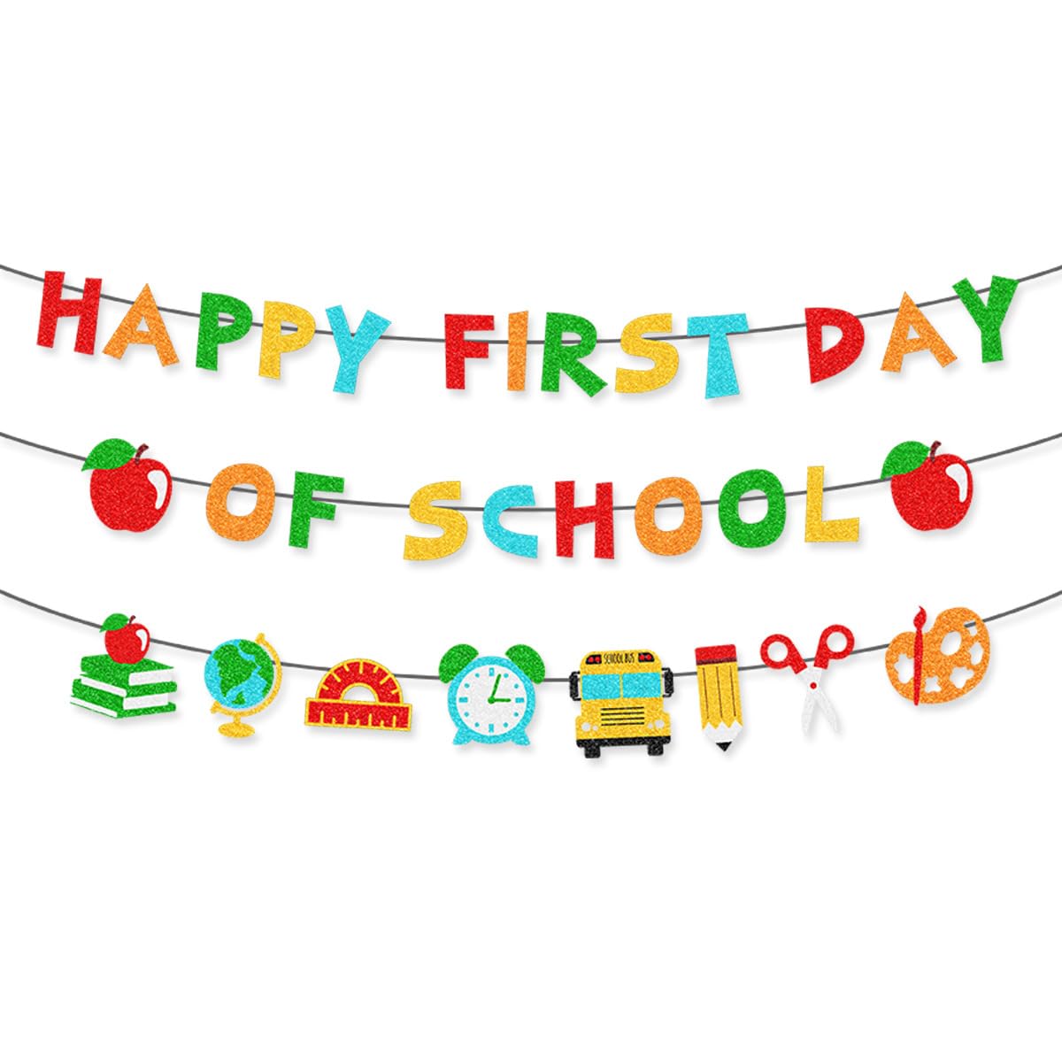 Happy First Day of School Banner Cardstock Classroom Decorations