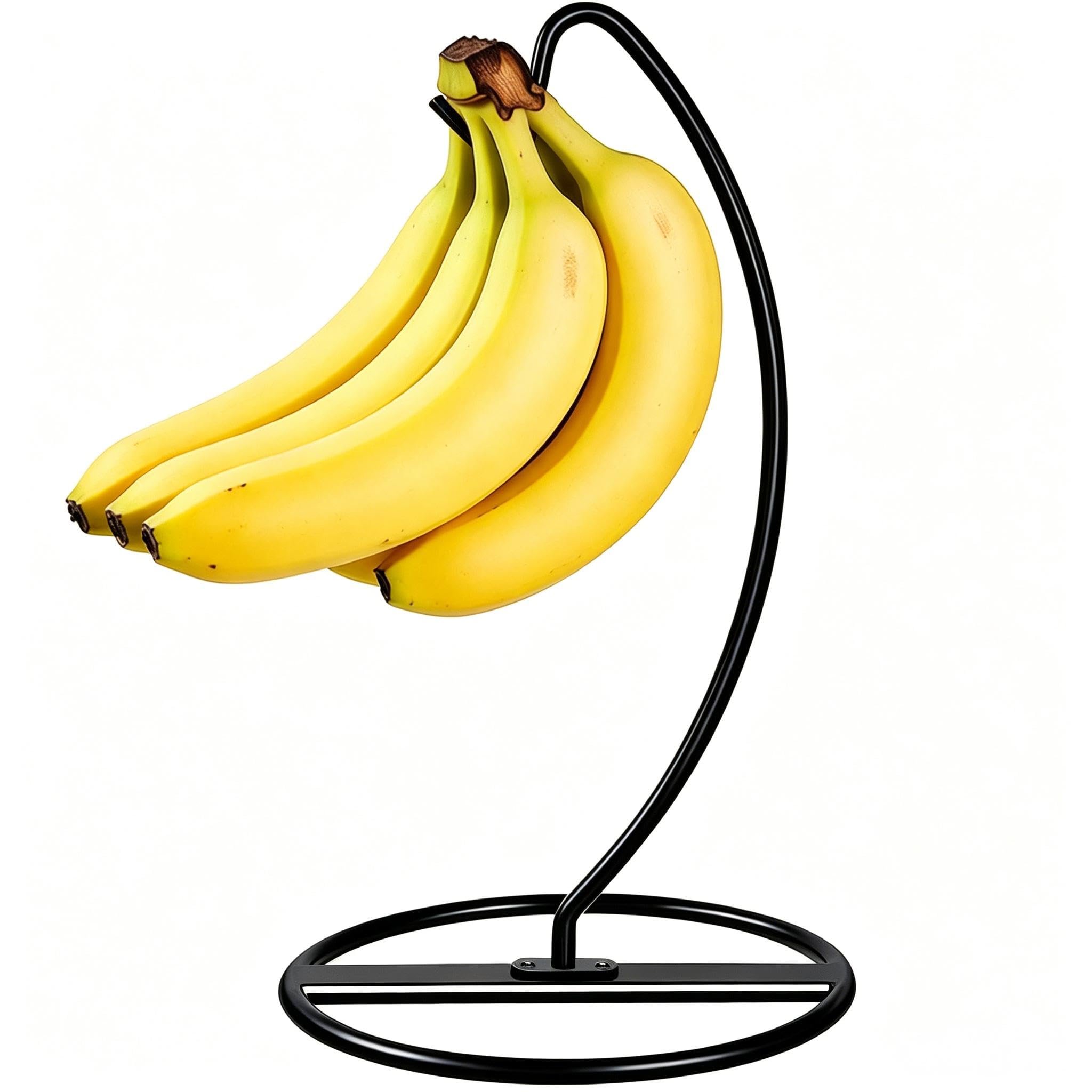 OBODING Black Banana Holder Stand, 17LBS Heavy Duty Rustproof Banana Hanger, Countertop Fruit Hook for Kitchen Home Fruit Organization