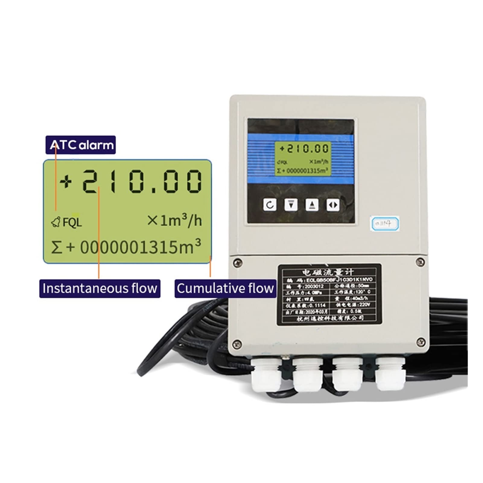 Misuratore Magnetico del misuratore di Flusso 4-20 Ma RS485 Metro del Supporto a Parete del Display remoto Digitale Dn10 dn25 dn40 dn50(DN10)