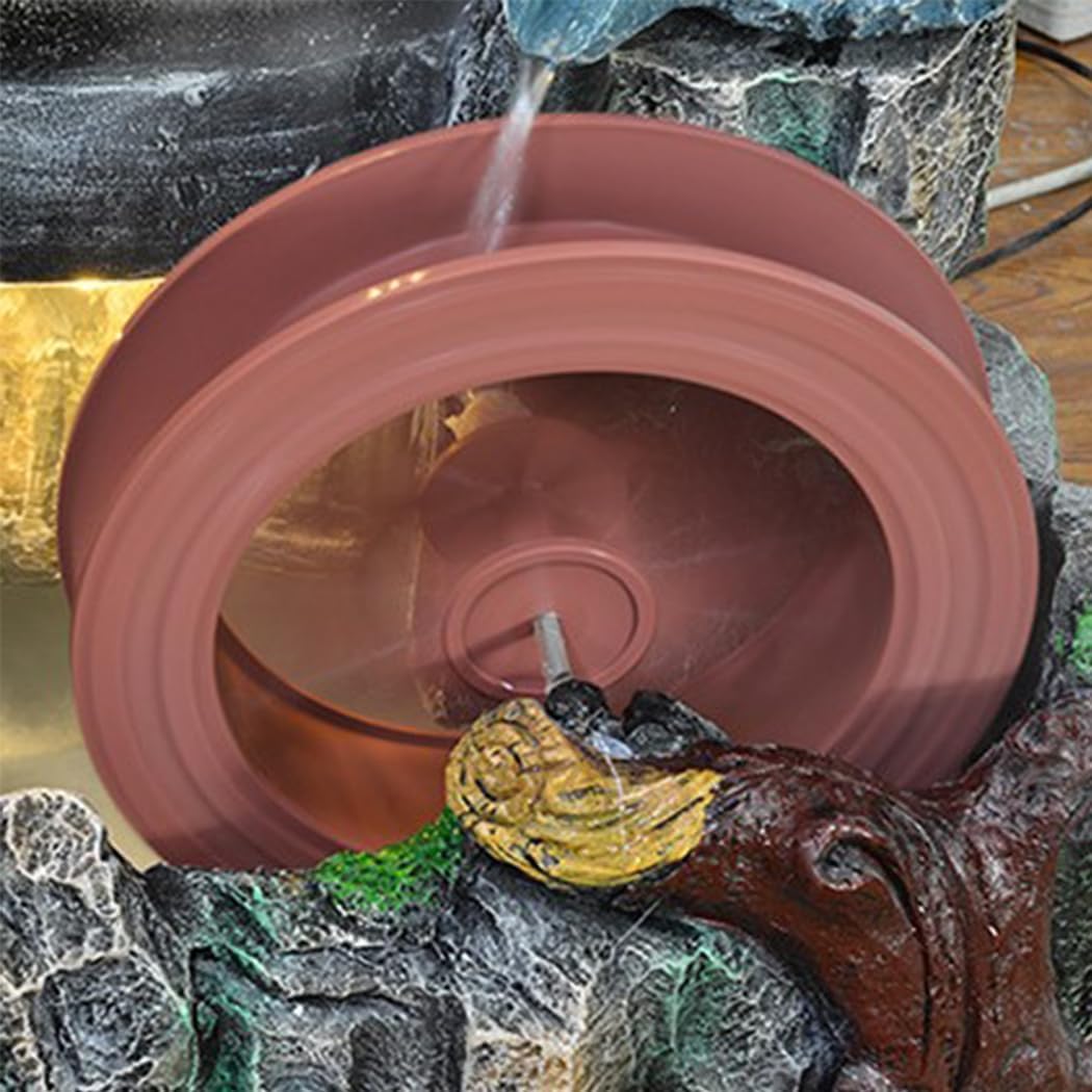 Mountain Waterfall Fountain with LED Lights and Bonsai Accents – Indoor/Outdoor Zen Water Feature for Home, Garden, or Office Decor(B)