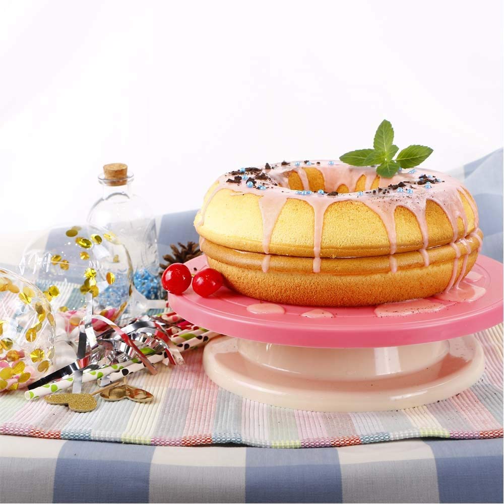 webake Stampo in Silicone per Torte a Forma di Grande Ciambella Antiaderente Stampi Ciambellone per Torte, Tortiera, Grande Gelatina, Pane, Ciambelloni, con anello, 24 cm