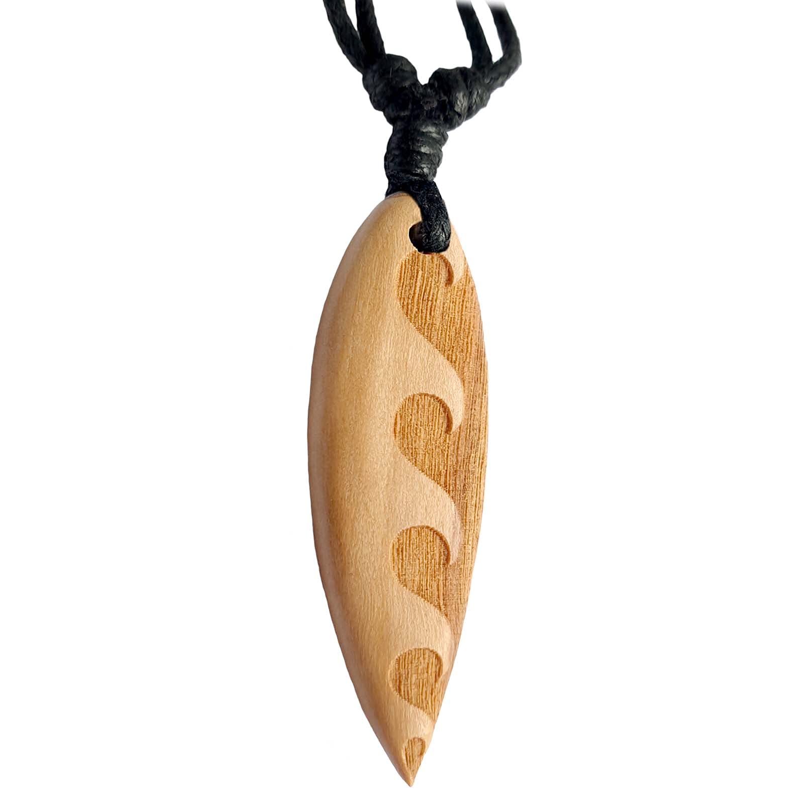 Collier Planche de Surf Pendentif en Bois Gravé Chaîne en Coton Collier Surfeur Longueur Amovible HK30g