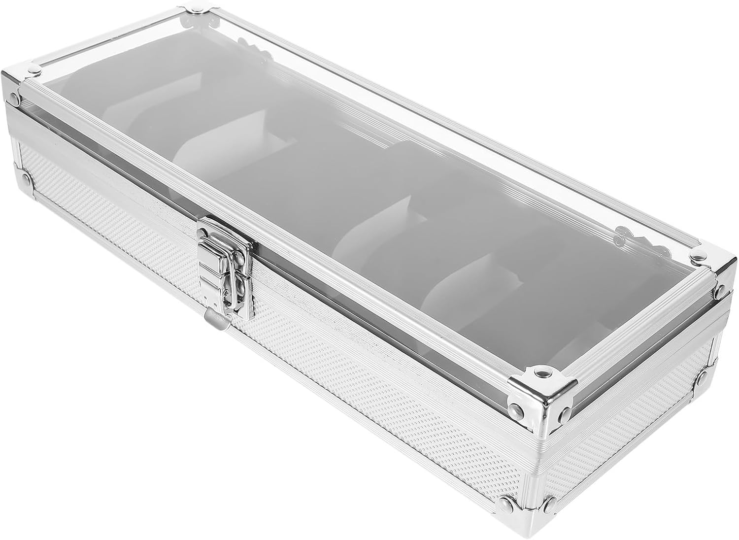 Garneck Slots Alloy Watch Box with Window Storage Organizer