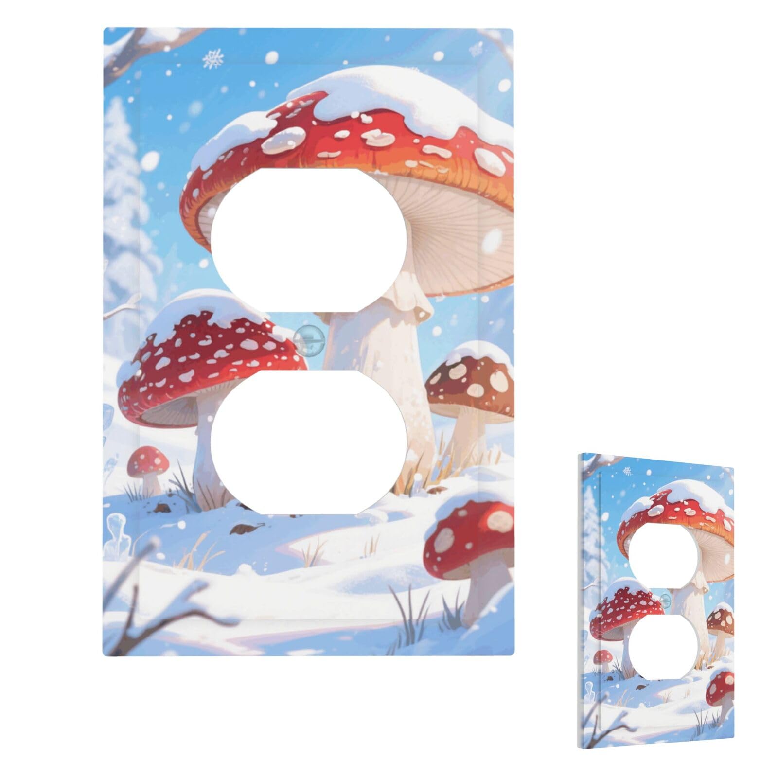 Pretty Mushroom Wall Plate Cover Modern Decorative 1 Gang Light Switch Cover Unbreakable Receptacle Outlet Covers For Living Room Bedroom Home Decor Duplex
