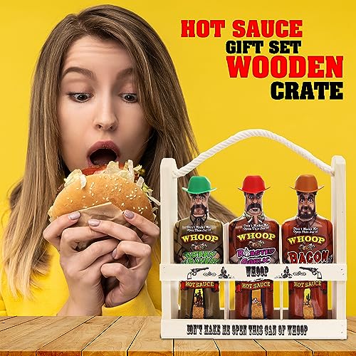 WHOOP Premium Bacon, Green Habanero, and Roasted Garlic Hot Sauce Gift Set -Try if you dare! – Perfect Gourmet Fathers Day Gift for the Hot Sauce Fan