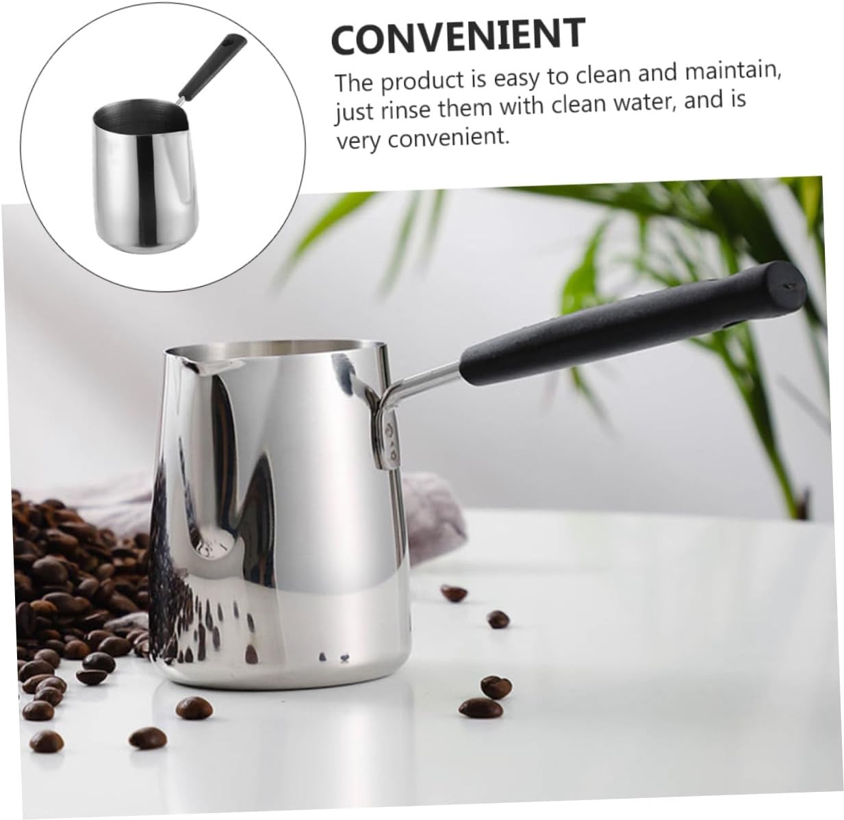 UKCOCO Stainless Steel Latte Art Cup with Handle Portable Milk Frothing Pitcher for Coffee Espresso Cappuccino Heat Resistant Milk Cup for Frothing and Serving Beverages