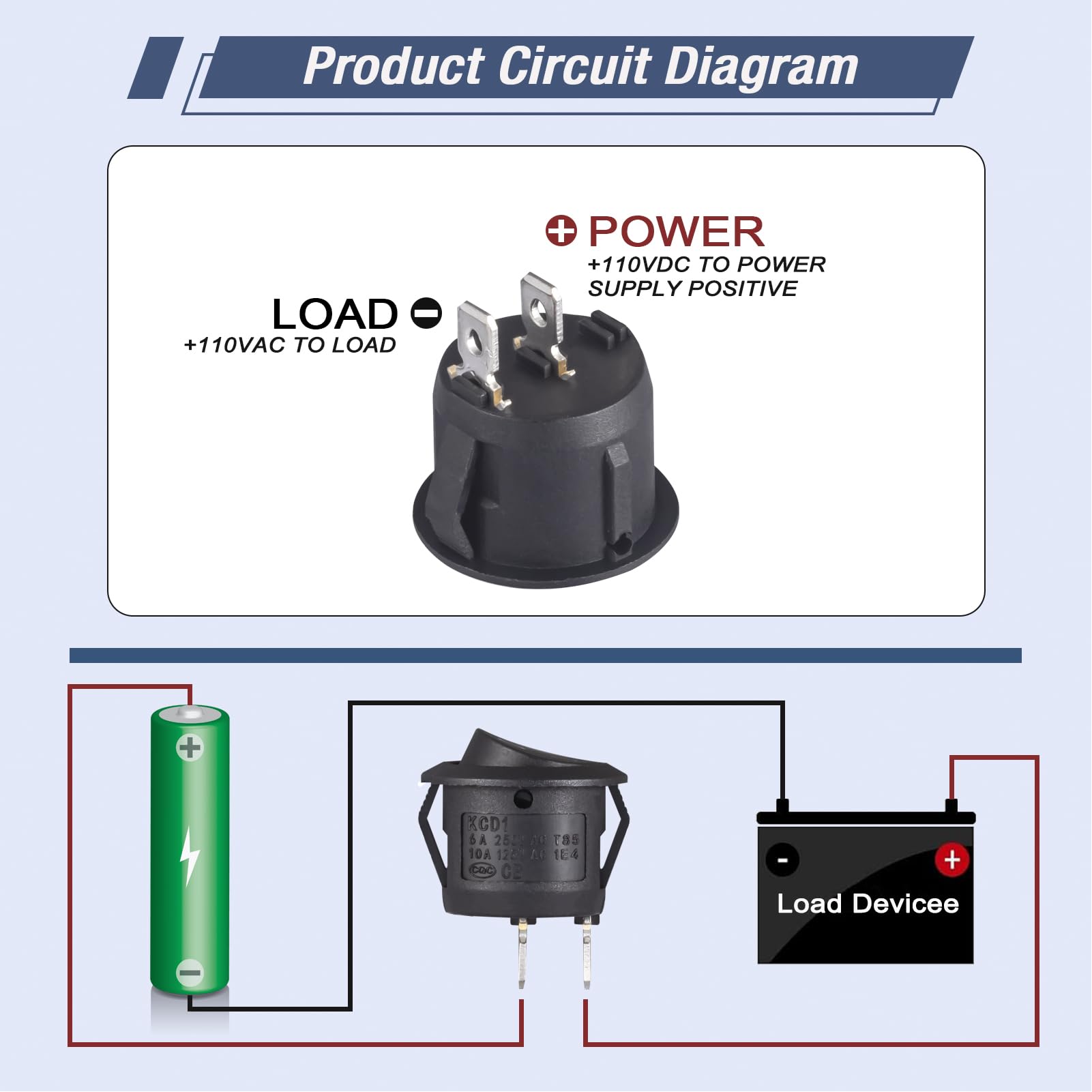 VEXUNGA Interruttore a Bilanciere Rotondo 6A 250V 10A 125V AC ON/OFF Commutatore 2Posizioni Interruttori a Levetta 2Terminali Button Nero per Auto y Elettrodomestici (10 Pezzi)