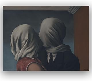 Yomcut Rene Magritte Poster - Lovers Print - Surrealist Painting Canvas Wall Art Decoration - Fine Art Poster - Bedroom Living Room Modern Home Decor Unframed (12×16in/30×40cm)