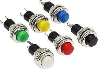 REIUAFWYGV 6PCS Panel 10mm Momentary Off-(ON) Push Button Switch Upper Screw Thread(DS-316,6PCS Color)