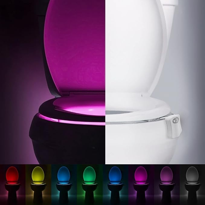 TEBOCR Toilet Night Light Motion Sensor Activated LED Bowl Lamp 8 Color Changing Decor Gadgets for Bathroom Kids (1 Piece) photo 2