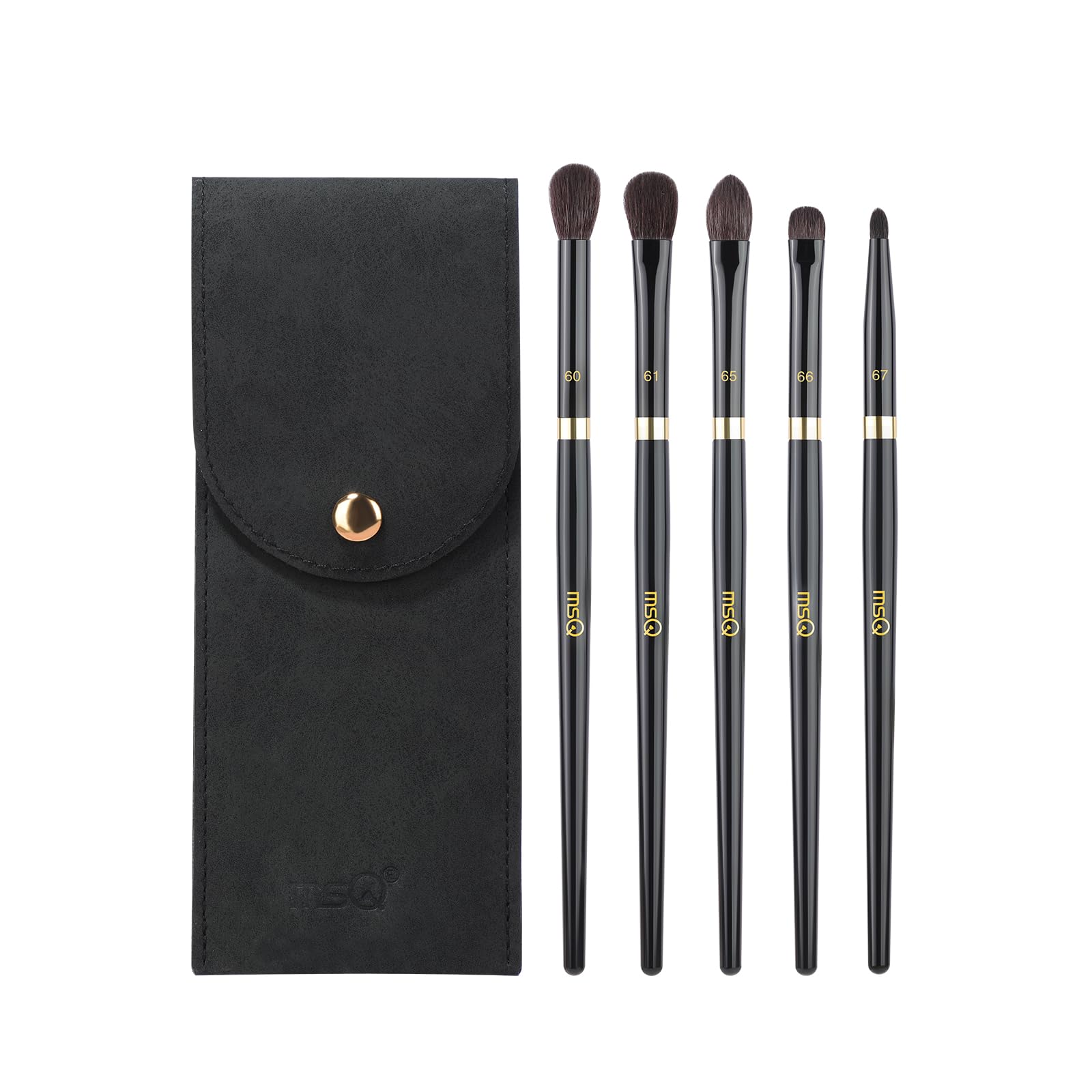 MSQ Juego de 5 pinceles de maquillaje para sombra de ojos, con bolsa | Brocha para sombra de ojos, corrector, para mezclar y resaltar