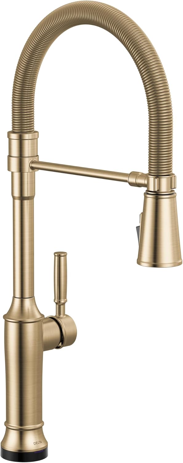 Delta Renaldi Touchless Pro Style Commercial Kitchen Faucet with Touch Technology, Brushed Gold Kitchen Sink Faucet with High Pressure ProClean Spray, Lumicoat Champagne Bronze 9684TL-CZ-PR-DST
