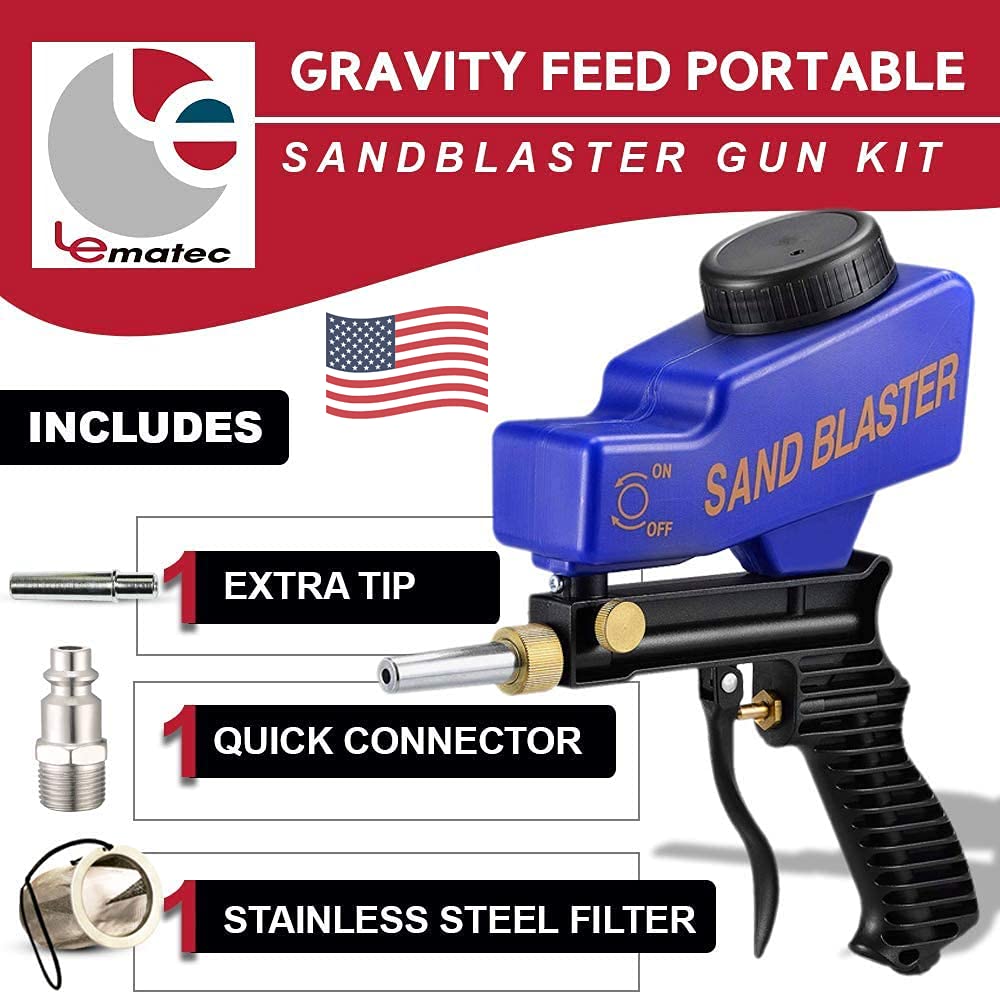 LE LEMATEC Portable Sand Blaster Gun Kit, Multipurpose Sandblasting