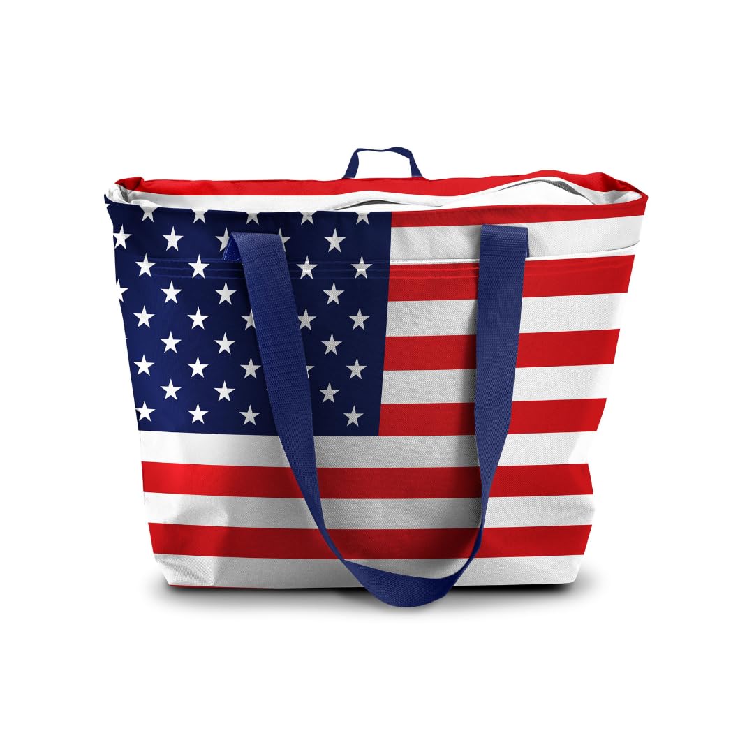 Herdesigns American Flag Skull Insulated Lunch Bag For Women Men Adult, Reusable Insulated Cooler Lunch Box Lunch Tote Bag For Work Picnic Beach - View #9
