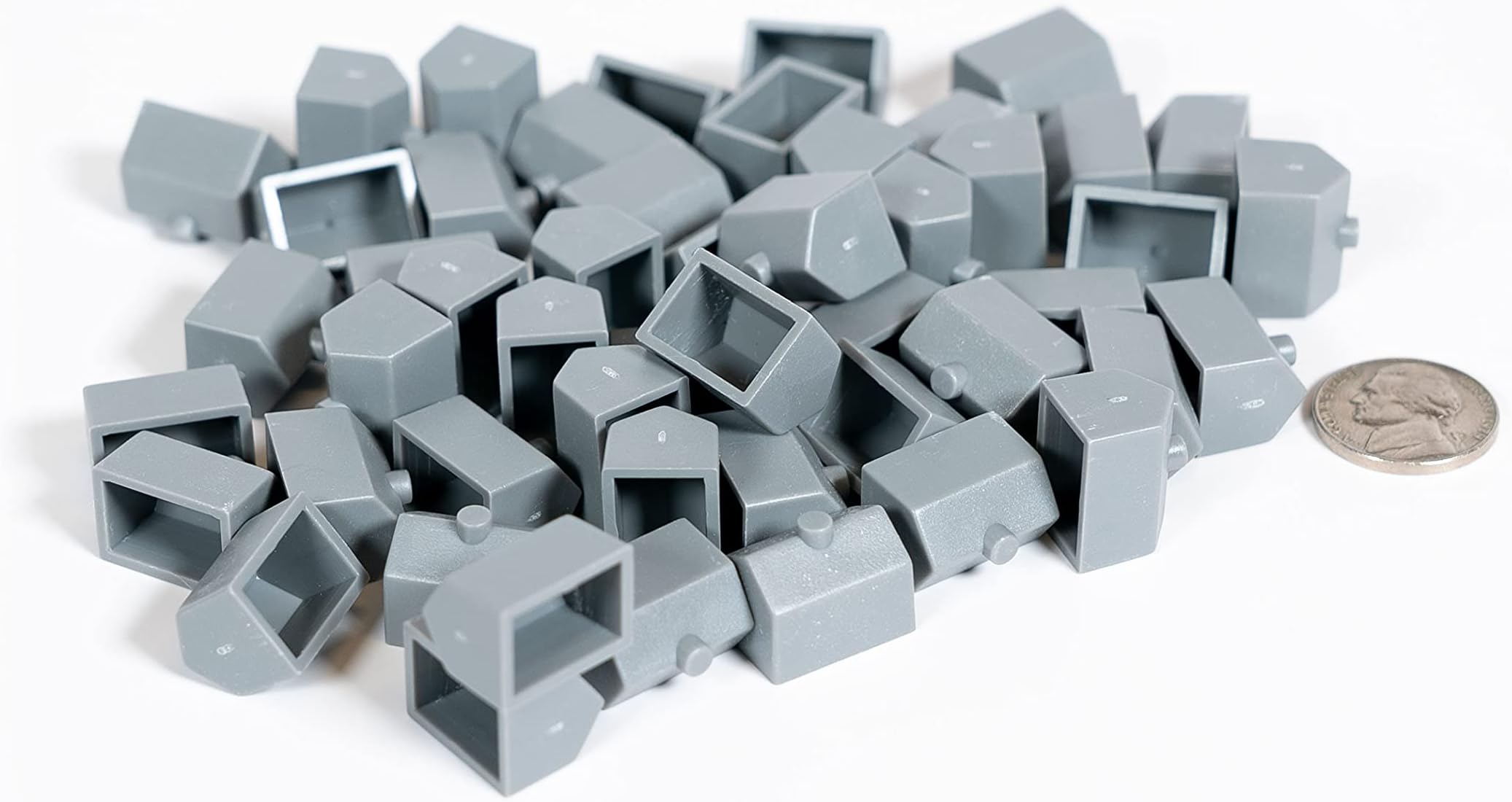 Plastic Houses: Grey Color Board Game Replacement House (Colored Miniature Town & City Buildings, Board Game Playing Pieces) | 50 Pieces