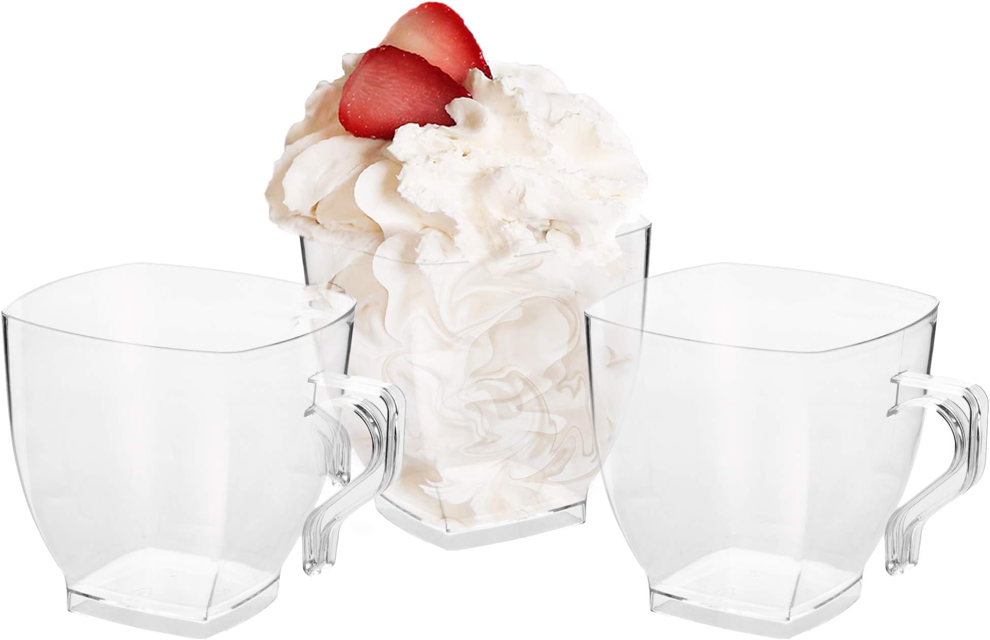 Disposable Plastic Party Cups - 16 Pcs Tea Cups - 8oz Coffee Cups - Hard Plastic Clear Tumblers - Bulk Party Cup Supplies - Reusable Tea Coffee Drinking Mugs for Weddings, Birthdays & Other Occasions