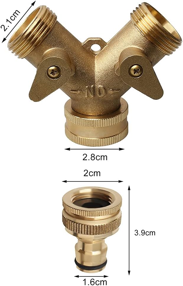 kuou Brass Manifold, 3/4″ Garden Tap Y Splitter Double Hose Connector 2